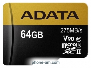 ADATA Premier ONE microSDXC UHS-II U3 Class 10 64GB + SD adapter