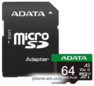 ADATA SPEED PLUS microSDXC 64GB UD64GUI3V30A2SP-RA1 ( )