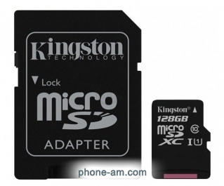 Kingston Canvas Select microSDXC Class 10 UHS-I U1 128GB + SD adapter (SDCS/128GB)