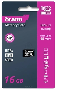 Olmio microSDHC 16GB Class 10 UHS-I