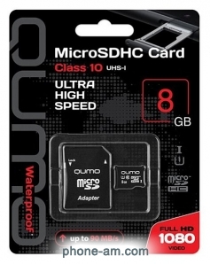 Qumo microSDHC class 10 UHS-I U1 8GB + SD adapter