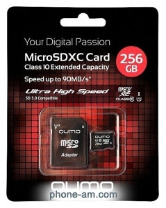 Qumo microSDXC Class 10 UHS Class 1 256GB + SD adapter