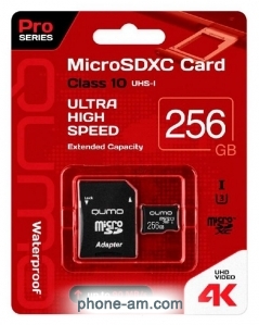 Qumo microSDXC class 10 UHS Class 3 256GB + SD adapter