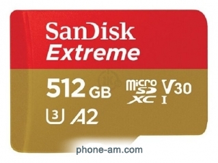 SanDisk Extreme microSDXC Class 10 UHS Class 3 V30 A2 160MB/s 512GB + SD adapter