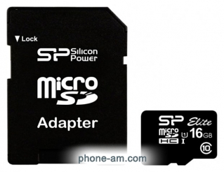 Silicon Power ELITE microSDHC 16GB UHS Class 1 Class 10 + SD adapter
