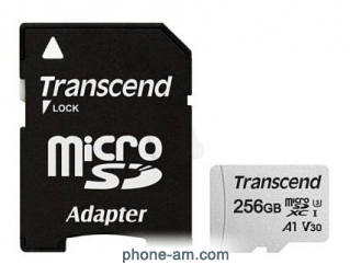 Transcend microSDXC 300S Class 10 U3 A1 V30 256GB + SD adapter (TS256GUSD300S-A)