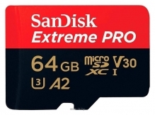 SanDisk Extreme Pro microSDXC Class 10 UHS Class 3 V30 A2 170MB/s 64GB + SD adapter