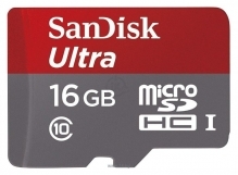 Sandisk Ultra microSDHC Class 10 UHS-I 48MB/s 16GB + SD adapter